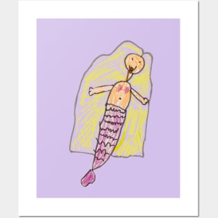 baby art mermaid Posters and Art